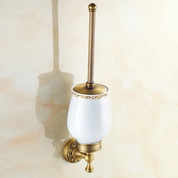 Держатель для туалетной щетки в ванной, цвет античной латуни, материал из цельной латуни, настенный, традиционный европейский тип для отеля