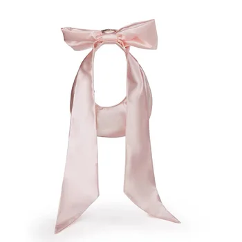 Дизайнерские Розовые атласные Вечерние сумки через плечо с галстуком-бабочкой Pooflower, женские роскошные сумки-клатчи с бриллиантами в виде сердца для свадебной вечеринки ZH863