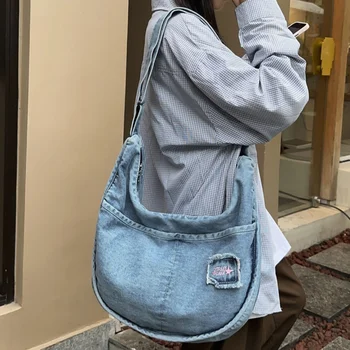 Женская многофункциональная сумка-ранец, винтажные джинсовые большие сумки через плечо, женская повседневная сумка через плечо, ковбойская складная сумка-мессенджер