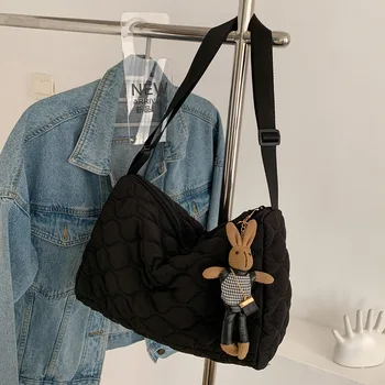 Женская стеганая сумка-тоут с бриллиантами, легкая сумка-тоут из фугу, регулируемый ремень, мягкая сумка через плечо, сумка с верхней ручкой, сумка для поездок на работу