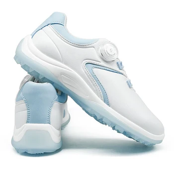 Женские туфли для гольфа PGM, водонепроницаемые легкие кроссовки со шнурками и пряжкой, дышащие нескользящие кроссовки из белой микрофибры