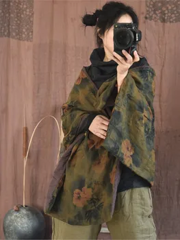 Женский шарф с набивным подкладом, зимние шарфы, обертывания, женский шарф с винтажным принтом, женские обертывания 2023 года выпуска