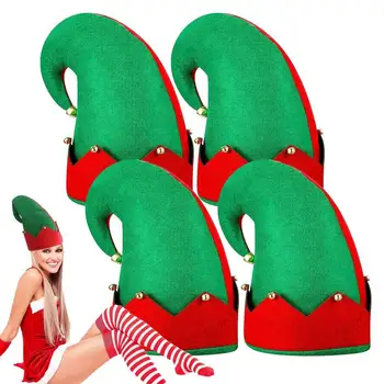 Забавная Рождественская шляпа, шляпа для костюма эльфа, зеленые и красные фетровые шляпы для взрослых, Аксессуары для рождественской костюмированной вечеринки для праздничного фестиваля