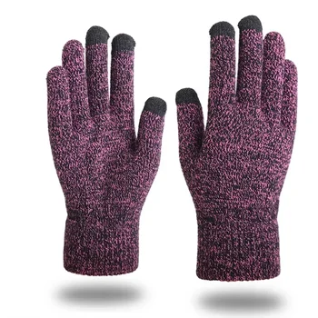 Зимние мужские вязаные перчатки Теплые с сенсорным экраном на полные пальцы, противоскользящие перчатки для езды на велосипеде, бега, вождения, пеших прогулок, кемпинга, рабочие рукавицы