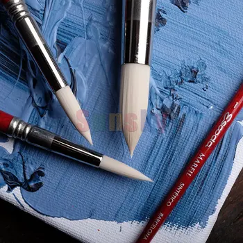 Кисть для рисования маслом и акрилом Escoda Marfil Series 4475 с длинной ручкой, синтетический нейлон с круглым заострением, высокая эластичность