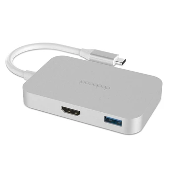 концентратор dodocool 5-В-1 USB Type C для Macbook Pro Huawei MateBook от USB C до 4-портового концентратора USB 3.0 с выходным портом, совместимым с 4K HDMI
