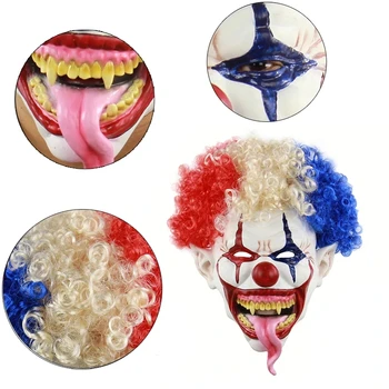 Маски клоуна на Хэллоуин, реалистичные Двойные маски из Латекса, Призрак ужаса, Страшное Зло, Забавный реквизит для украшения косплея, маскарада.