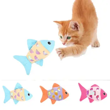 Милая плюшевая рыбка, звуковая игрушка для кошек, плюшевая игрушка в форме рыбки из кошачьей мяты, игрушка для скрежетания зубами, имитирующая устойчивую к укусам кошачью игрушку из кошачьей мяты