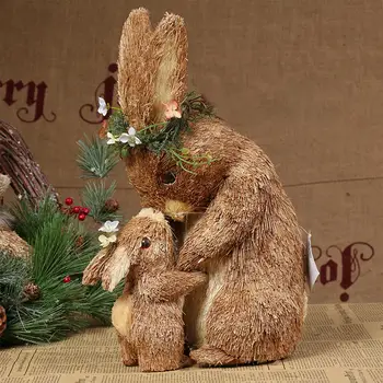 Милый Соломенный Пасхальный Кролик, Скульптурные поделки из Кролика, Стоящие для сада и дома и