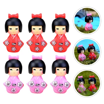 Мини-японские куклы-кимоно, фигурки Гейш, Миниатюрные Игрушки в цветочном Кимоно, пластиковые Народные куклы, Восточные Статуэтки Кабуки Для дома