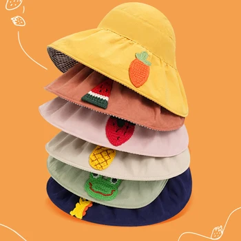 Модные Детские солнцезащитные Летние кепки для улицы, Дышащая шляпа-ведро с милым мультяшным рисунком и вышивкой для девочек и мальчиков