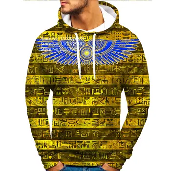 Модные толстовки с 3D принтом Egypt Tattoo, мужская толстовка Унисекс, пуловер с египетским фараоном, повседневная куртка