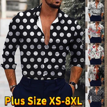 Мужская модная повседневная рубашка с индивидуальным принтом, рубашка с длинным рукавом на пуговицах, классический дизайн, приталенная рубашка XS-8XL