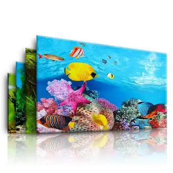 Наклейка с пейзажем аквариума, плакат с 3D фоновой росписью аквариума, наклейка с двухсторонним рисунком из ПВХ, декор на фоне океана и морских растений.