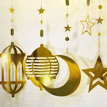Небесный подвесной лазер Ретро-формы Звезда Луна, Полая пятиконечная звезда, Лазерный серебряный баннер, висящий флаг, Рисуем цветы и развешиваем флаги