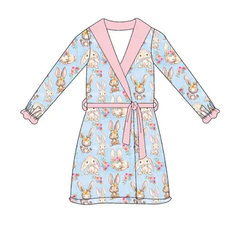 Новая модная пасхальная одежда для девочек из серии Easter, которую можно носить снаружи, Ночная рубашка Little Easter bunny из молочного шелка