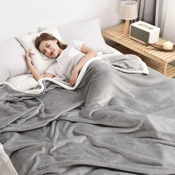 Однотонные двухсторонние одеяла из молочной шерсти, Утепляющее теплое покрывало для спальни, Пушистое покрывало для кровати с кондиционером