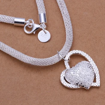 Ожерелье из стерлингового серебра 925 пробы великолепный шарм мода сердце свадьба леди любовь ожерелье благородная роскошь 18 дюймов ювелирные изделия
