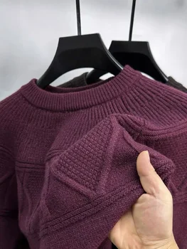 Осенью 2023 новый дизайн Моды клетчатый жаккардовый свитер мужской и зима повседневная с круглым вырезом свободный корейский вязаный пуловер