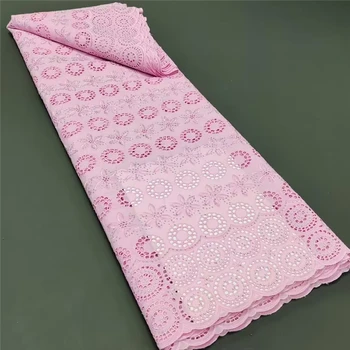 Очень милая розовая высококачественная хлопчатобумажная ткань с традиционным рисунком круговой вышивки, дышащая эстетичная романтическая ткань для свадебного платья