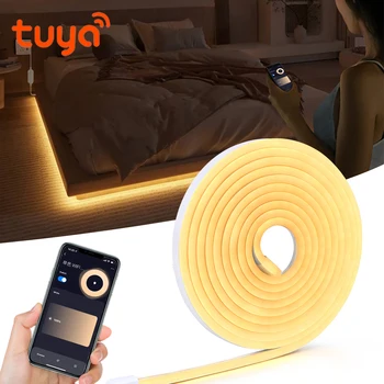 Приложение Беспроводная умная лампа с регулируемой яркостью Tuya Smart Life Светодиодная лента WIFI Неоновые Гибкие ламповые светильники 1 м-5 м Водонепроницаемый декор для телевизора в спальне