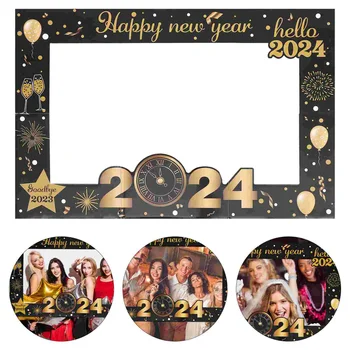 Рамка для фотобудки с Новым годом, бумажная картинка, реквизит для вечеринки, украшения, Сувениры для фотосессий, принадлежности для селфи