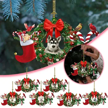 Рождественское Акриловое украшение Кулон Рождественская РАДОСТЬ Собака Кулон Веселое Украшение Кулон Подарочный кулон Рождественский орнамент 2D Плоский
