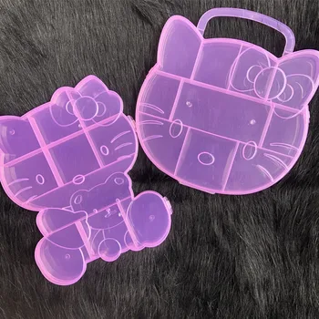 Розовая коробка Kawaii Hello Kitty, футляр для хранения ногтей, бусины, подвески со стразами, Органайзер для дизайна ногтей, Инструмент для макияжа Sanrio