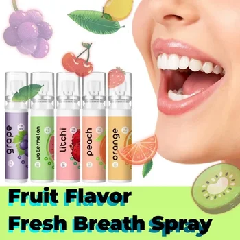 Спрей для свежего дыхания с фруктовым вкусом, прохладный освежитель для рта, устраняет неприятный запах изо рта, уход за полостью рта, портативный, для работы и путешествий, стойкий сладкий спрей