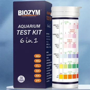 Тест-полоска для тестирования нитритов BIOZYM NO3/NO2/CL2/GH/KH/PH в аквариуме для пресноводных рыб