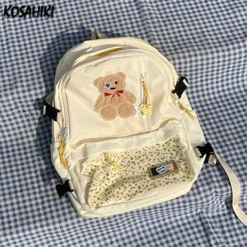 Уличная одежда, модные рюкзаки в стиле харадзюку, женские школьные сумки с милым мультяшным мишкой, японский рюкзак Y2k Fashion Ins