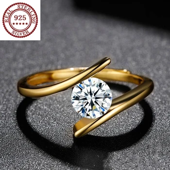 Уникальный креативный дизайн в стиле Twitted Серебро S925, Позолоченное кольцо с бриллиантом Mossang, модные, легкие, роскошные ювелирные изделия для женщин