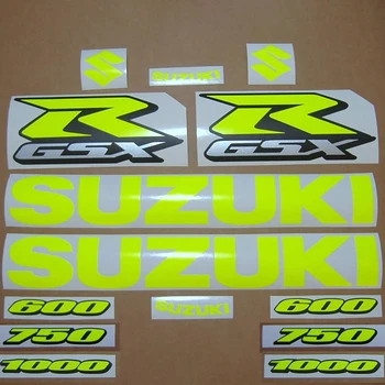 Флуоресцентно-желтый Suzuki Gsxr 600 750 1000 Наклейки с логотипом бака, Эмблема шлема, Виниловый Белый, красный, черный комплект