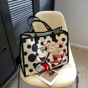 Холщовая сумка-тоут Disney Mickey Mouse, женская сумка-тоут 2023, новая сумка с мультяшной Минни, сумка для покупок, сумка для студентов колледжа