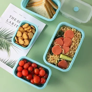 Хранение в микроволновой печи Bento Lunch 4 Outdoor Box Домашний Складной силиконовый Переносной контейнер для еды Размеры контейнеров Кухонные