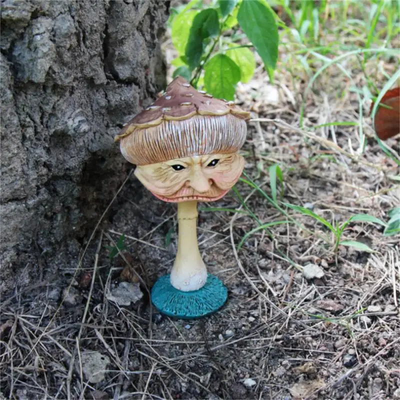 1-5 шт. Садовые украшения со статуей гриба, забавные уличные фигурки с человеческим лицом, грибы, миниатюрная садовая статуя феи на лужайке Изображение 1