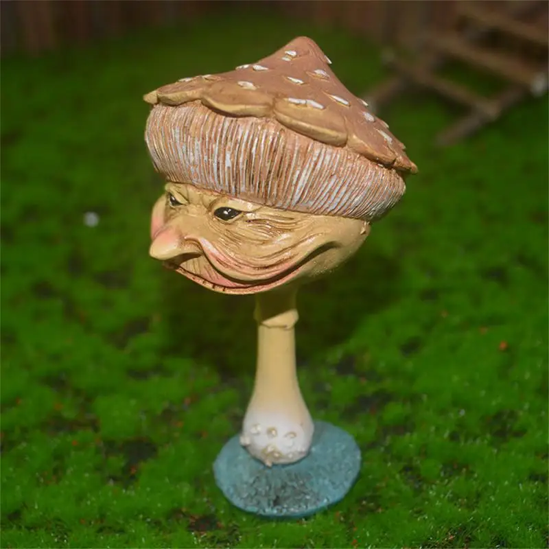 1-5 шт. Садовые украшения со статуей гриба, забавные уличные фигурки с человеческим лицом, грибы, миниатюрная садовая статуя феи на лужайке Изображение 2