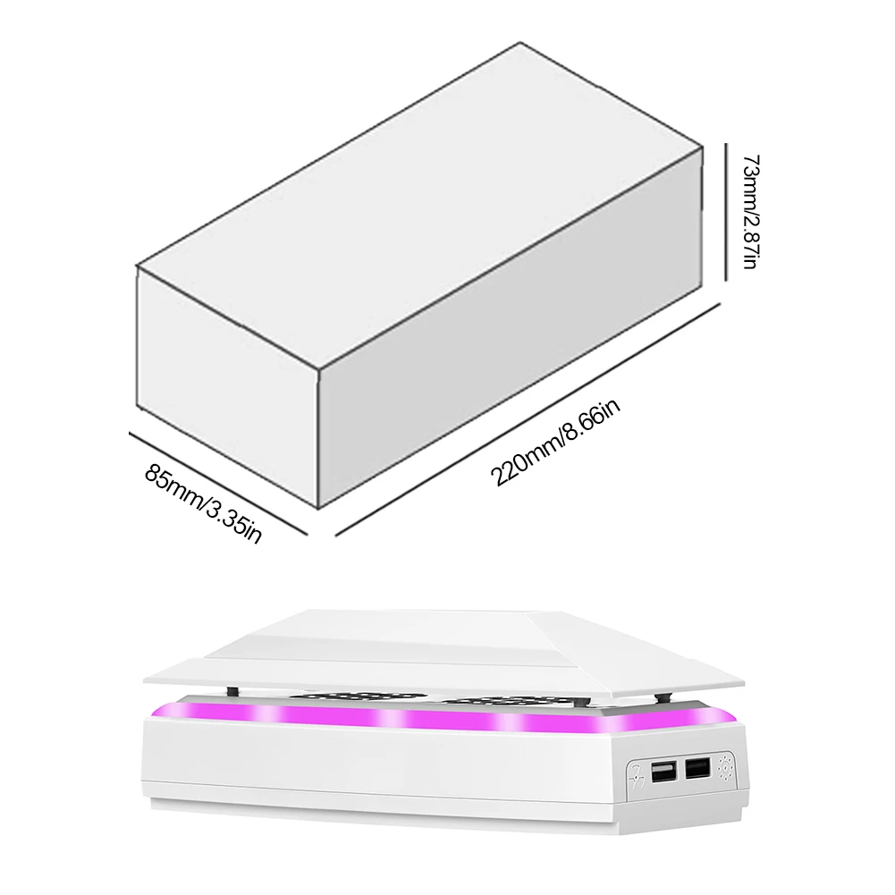 Вентилятор охлаждения верхней части консоли для PS5 slim Console с пылезащитным чехлом RGB LED подсветкой, 2 USB-порта, верхняя система охлаждения, 3-скоростной вентилятор-кулер Изображение 5