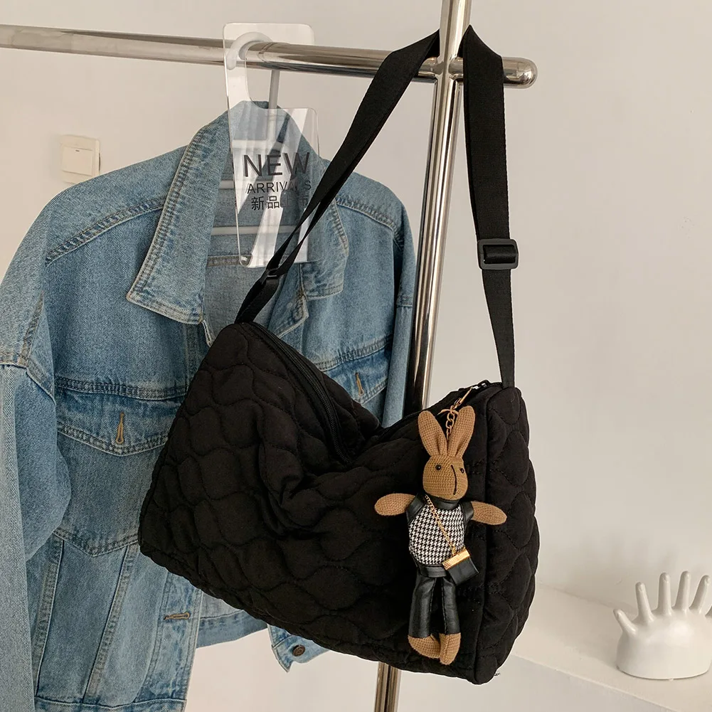 Женская стеганая сумка-тоут с бриллиантами, легкая сумка-тоут из фугу, регулируемый ремень, мягкая сумка через плечо, сумка с верхней ручкой, сумка для поездок на работу Изображение 0