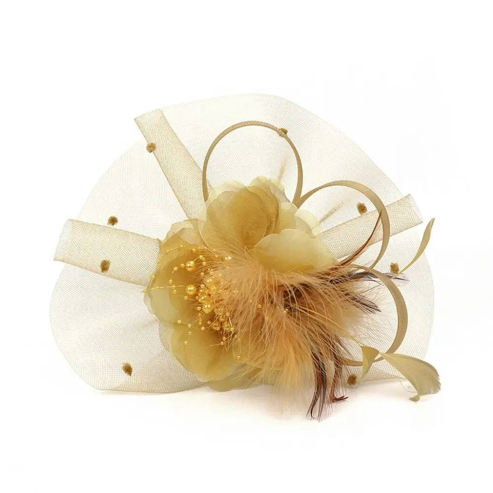 Женский головной убор для свадебной вечеринки, повязка на голову, заколки из перьев, шляпа для волос, заколка-чародейка Изображение 2
