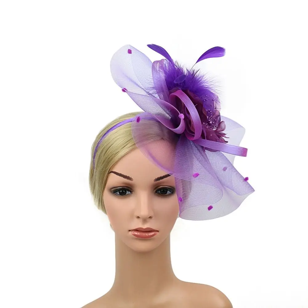 Женский головной убор для свадебной вечеринки, повязка на голову, заколки из перьев, шляпа для волос, заколка-чародейка Изображение 3