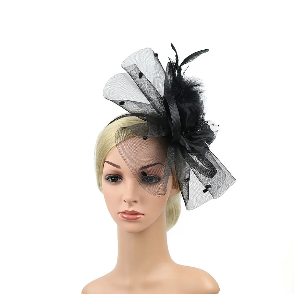 Женский головной убор для свадебной вечеринки, повязка на голову, заколки из перьев, шляпа для волос, заколка-чародейка Изображение 4