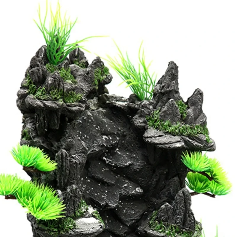 Ландшафтный дизайн аквариума Водопад Вид на Гору Дерево Рыба для Украшения Аквариума Небольшой Ландшафтный Орнамент для Среды Обитания РЕПТИЛИЙ Изображение 3