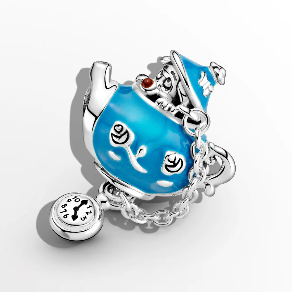 Настоящий шарм из стерлингового серебра 925 пробы, бусины Алисы, шляпа, подвеска в виде чайной чашки, оригинальный браслет Pandora для женщин, модный подарок Изображение 5