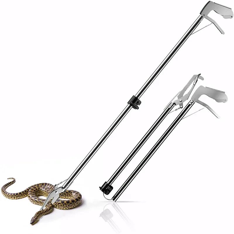 Регулируемый крючок-змейка из нержавеющей стали длиной 100 см, Длинная ручка, Щипцы для змей, Захват для рептилий, Инструменты для ловли змей Изображение 0