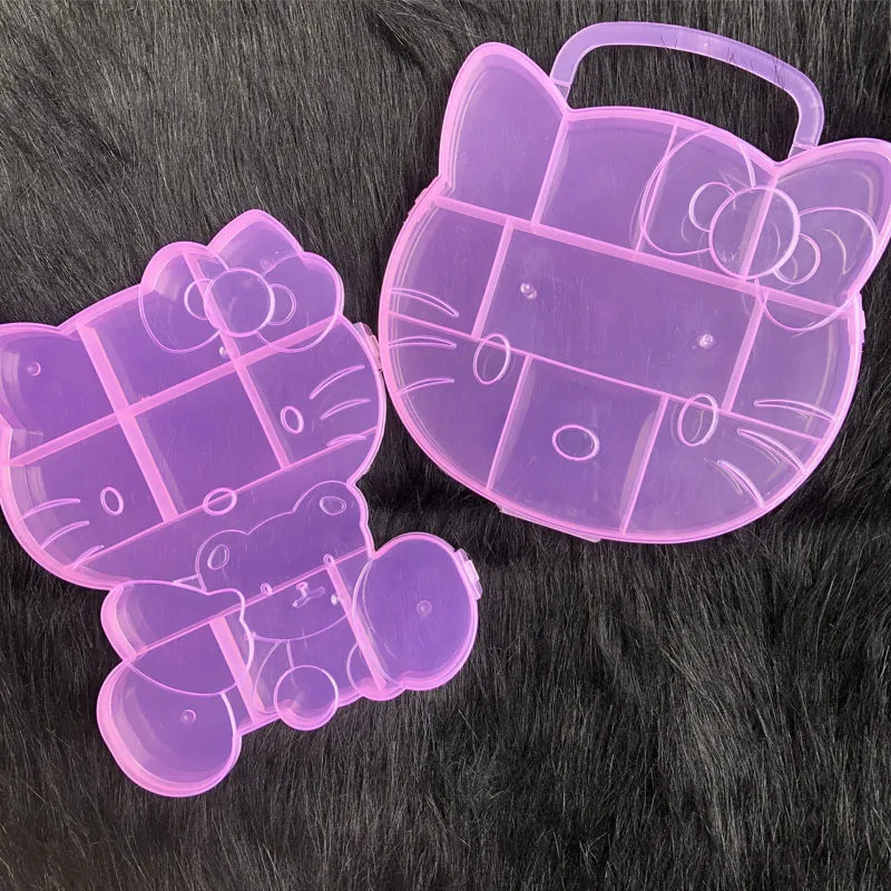 Розовая коробка Kawaii Hello Kitty, футляр для хранения ногтей, бусины, подвески со стразами, Органайзер для дизайна ногтей, Инструмент для макияжа Sanrio Изображение 0