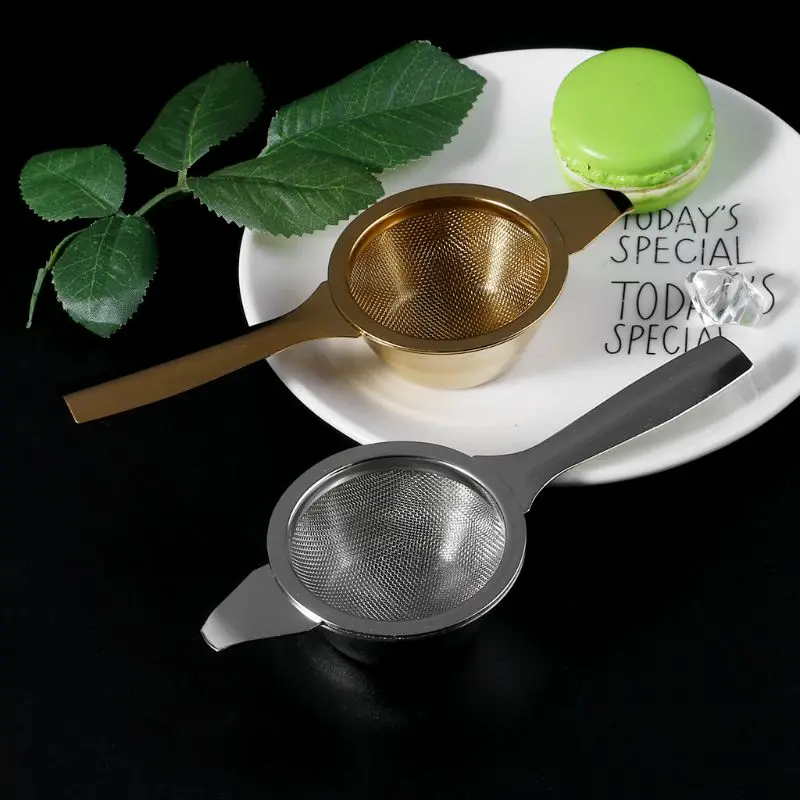 Сетчатый чайник для заварки чая из нержавеющей стали, Металлическое ситечко для чашек, сито, листовой фильтр с ручкой, Кухонный инструмент для кухонных принадлежностей Изображение 4